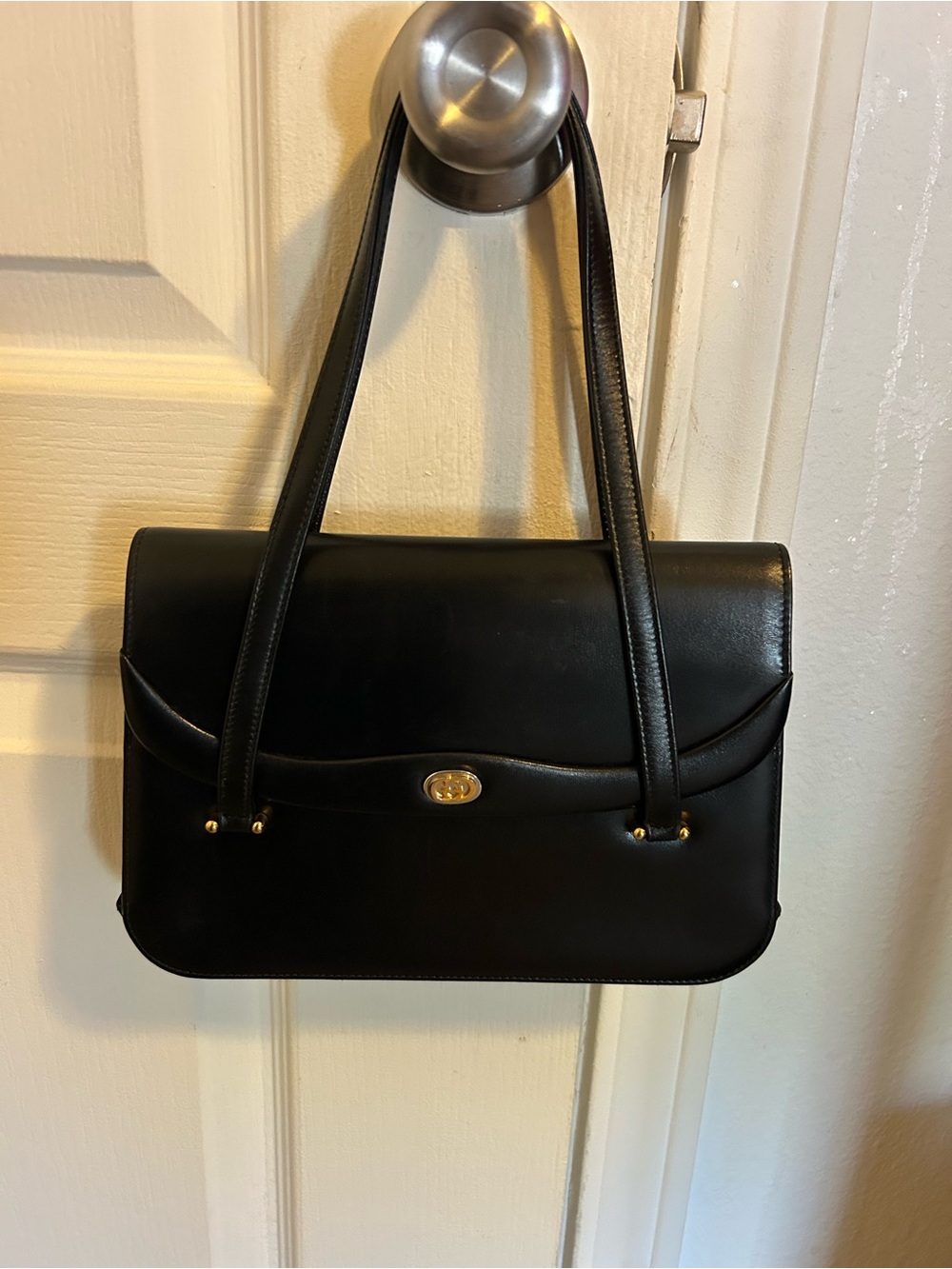 Vintage Small Gucci Black Leather Handbag